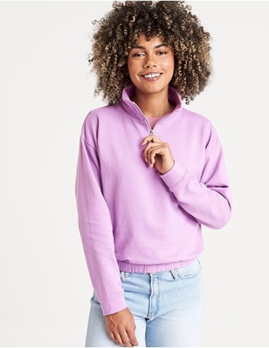 A-JH037-Womens Cropped 1/4 Zip Sweat